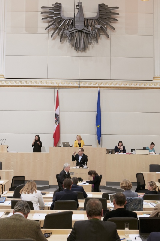 am Rednerpult Nationalratsabgeordneter Philip Kucher (S)