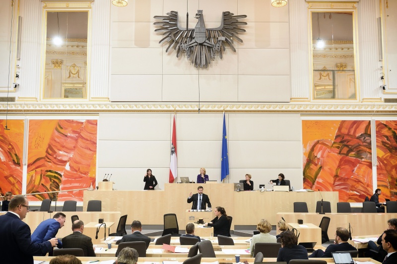 Nationalratsabgeordneter Michael Bernhard (N) am Rednerpult