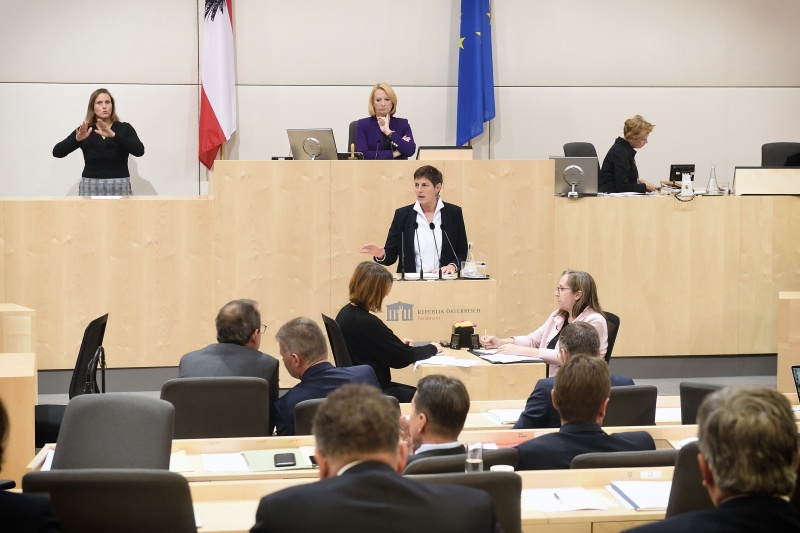 Nationalratsabgeordnete Astrid Rössler (G) am Rednerpult