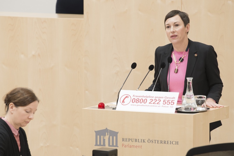 Am Rednerpult: Nationalratsabgeordnete Henrike Brandstötter (N)