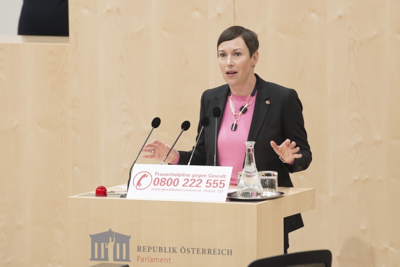 Am Rednerpult: Nationalratsabgeordnete Henrike Brandstötter (N)
