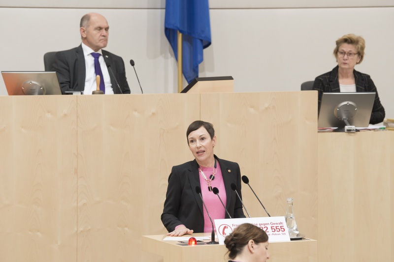 Am Rednerpult: Nationalratsabgeordnete Henrike Brandstötter (N)