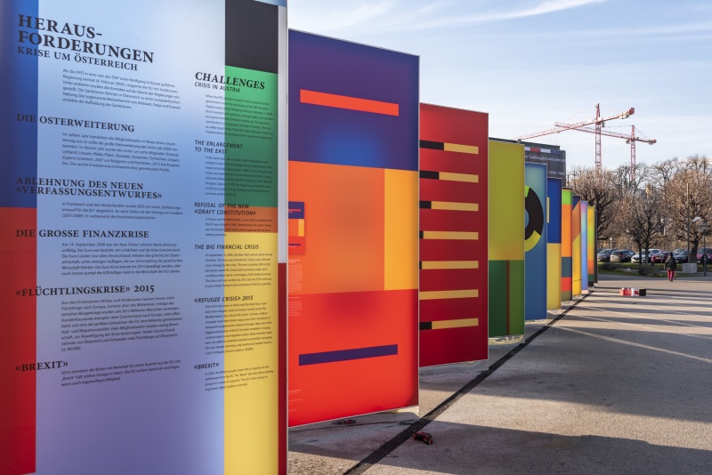 Ausstellung: '25 Jahre EU-Beitritt Österreichs' am Heldenplatz