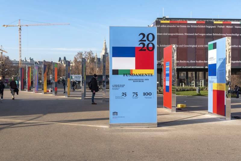 Ausstellung: '25 Jahre EU-Beitritt Österreichs' am Heldenplatz