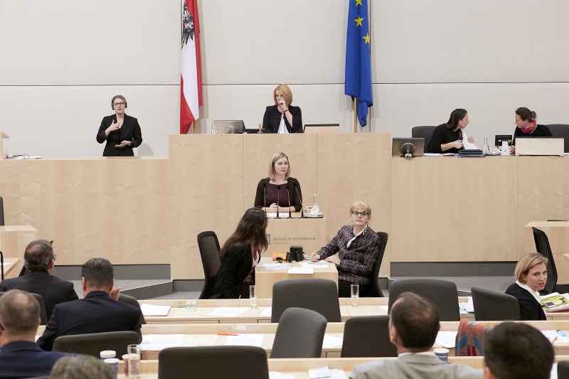 Am Rednerpult Nationalratsabgeordnete Eva-Maria Himmelbauer (V)