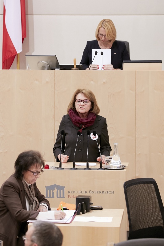 Am Rednerpult Nationalratsabgeordnete Ruth Becher (S)