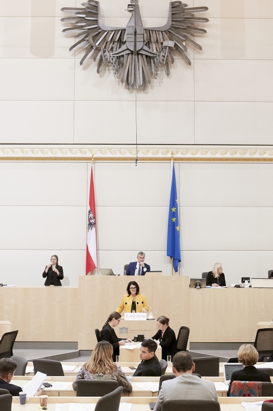 Am Rednerpult Nationalratsabgeordnete Elisabeth Pfurtscheller (V)