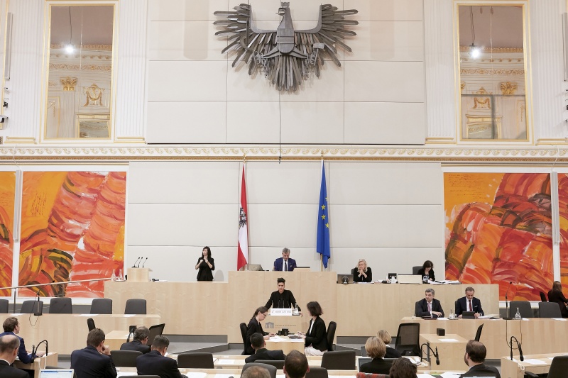 Am Rednerpult Nationalratsabgeordnete Faika El-Nagashi (G)