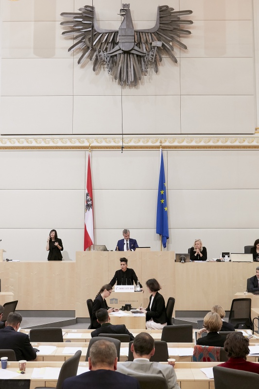 Am Rednerpult Nationalratsabgeordnete Faika El-Nagashi (G)