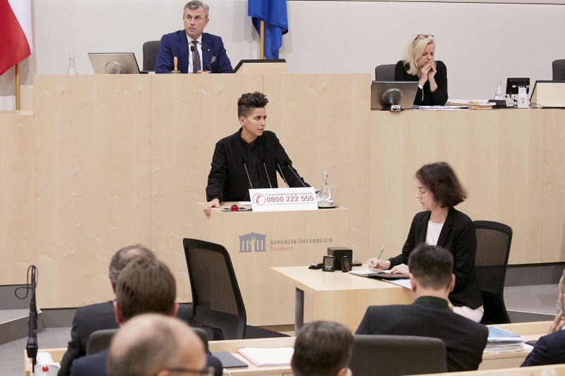 Am Rednerpult Nationalratsabgeordnete Faika El-Nagashi (G)