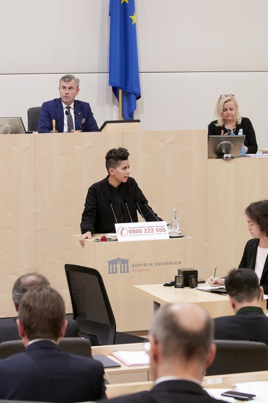 Am Rednerpult Nationalratsabgeordnete Faika El-Nagashi (G)