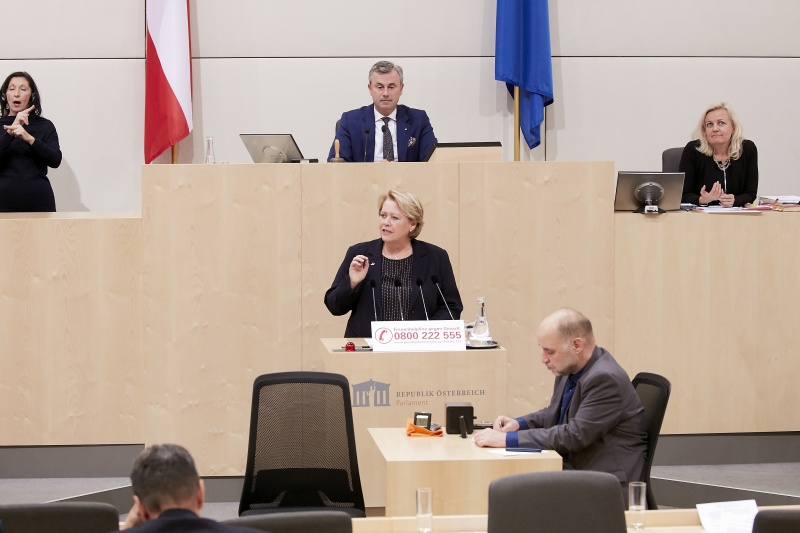 Am Rednerpult Nationalratsabgeordnete Gertraud Salzmann (V)