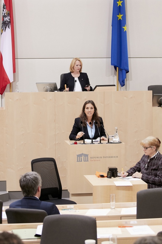 Am Rednerpult Nationalratsabgeordnete Ulrike Fischer (G)