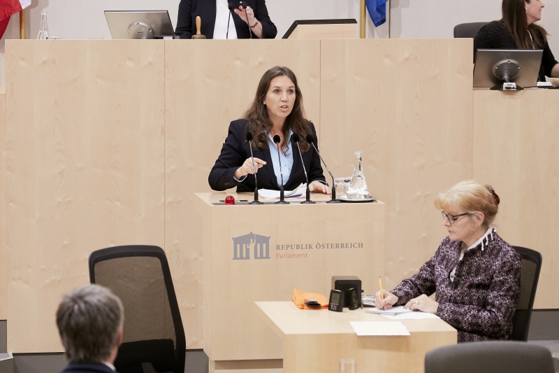 Am Rednerpult Nationalratsabgeordnete Ulrike Fischer (G)