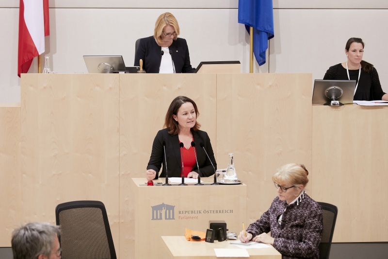 Am Rednerpult Nationalratsabgeordnete Cornelia Ecker (S)