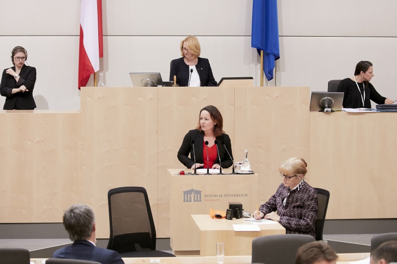 Am Rednerpult Nationalratsabgeordnete Cornelia Ecker (S)