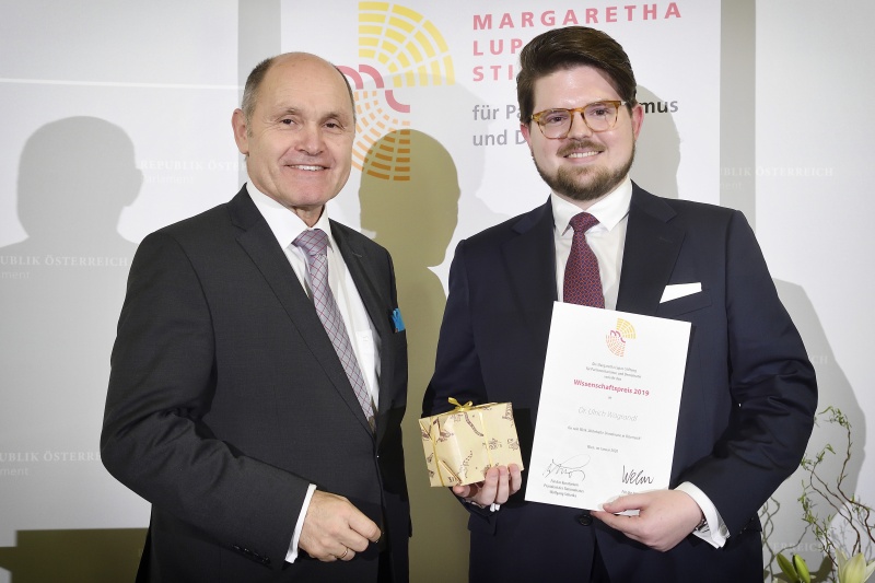 Von links: Nationalratspräsident Wolfgang Sobotka (V), Preisträger Ulrich Wagrandl