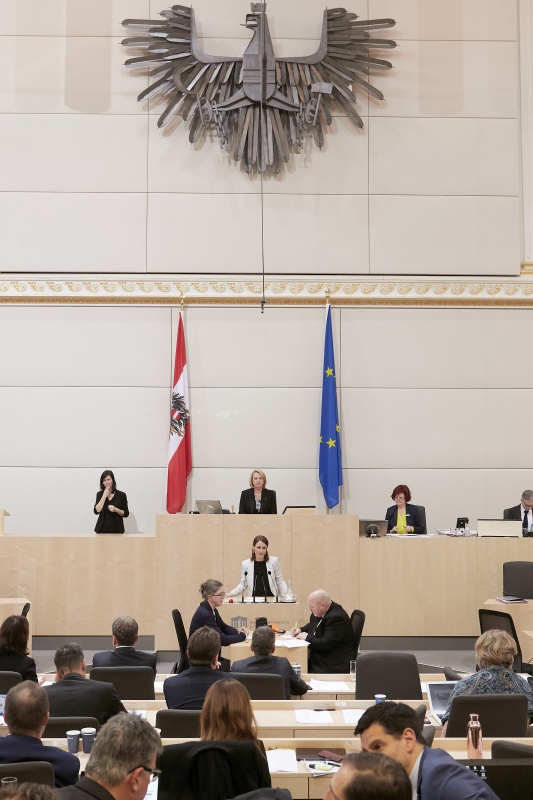 Am Rednerpult Nationalratsabgeordnete Corinna Scharzenberger (V)