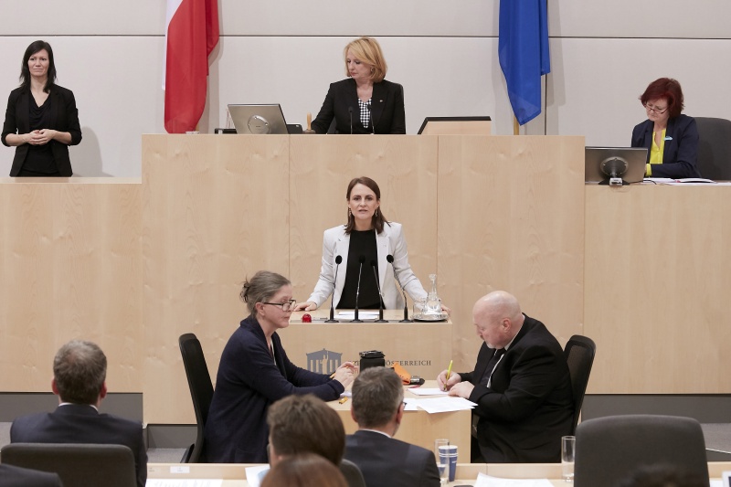 Am Rednerpult Nationalratsabgeordnete Corinna Scharzenberger (V)