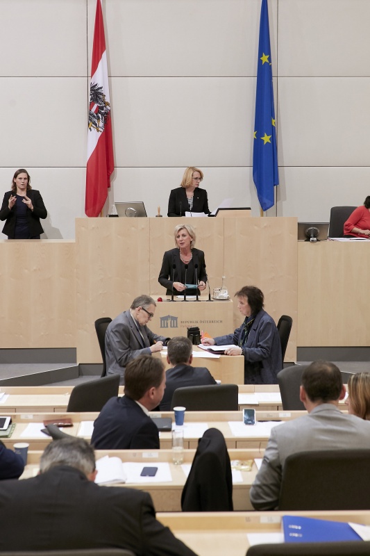 Am Rednerpult Nationalratsabgeordnete Gabriela Schwarz (V)