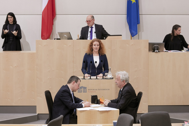 Am Rednerpult Nationalratsabgeordnete Fiona Fiedler (N)