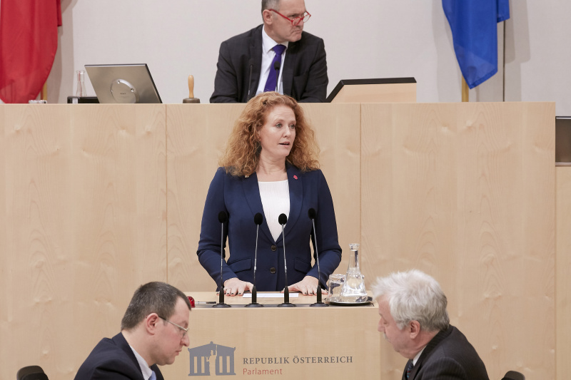 Am Rednerpult Nationalratsabgeordnete Fiona Fiedler (N)