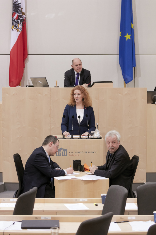 Am Rednerpult Nationalratsabgeordnete Fiona Fiedler (N)