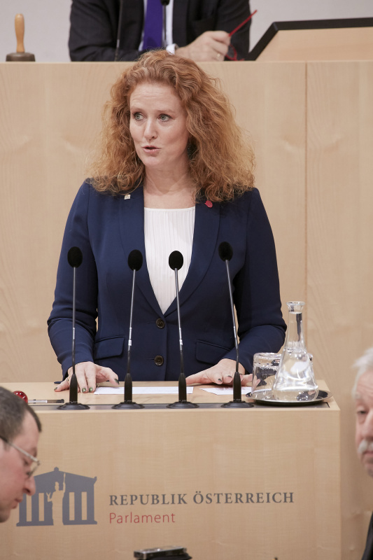 Am Rednerpult Nationalratsabgeordnete Fiona Fiedler (N)