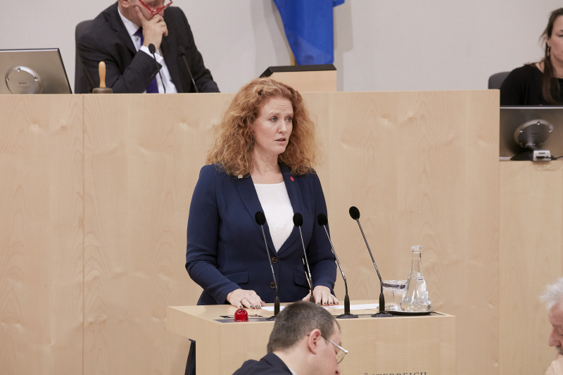 Am Rednerpult Nationalratsabgeordnete Fiona Fiedler (N)