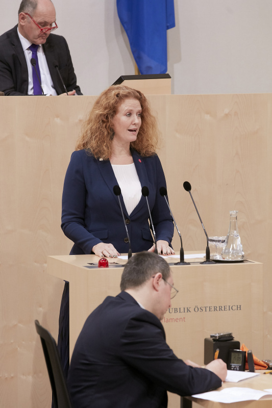Am Rednerpult Nationalratsabgeordnete Fiona Fiedler (N)