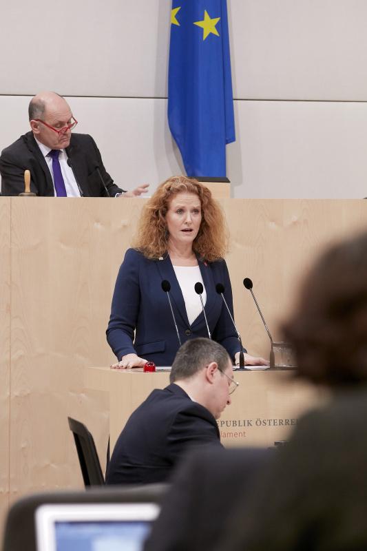 Am Rednerpult Nationalratsabgeordnete Fiona Fiedler (N)