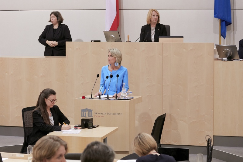 Am Rednerpult Nationalratsabgeordnete Romana Deckenbacher (V)