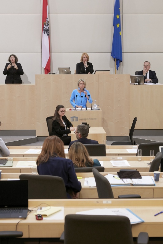 Am Rednerpult Nationalratsabgeordnete Romana Deckenbacher (V)