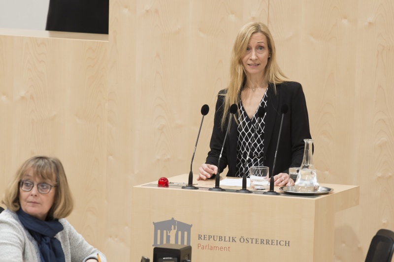 Am Rednerpult: Nationalratsabgeordnete Agnes Sirkka Prammer (G)