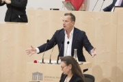Am Rednerpult: Europaabgeordneter Georg Mayer (F)