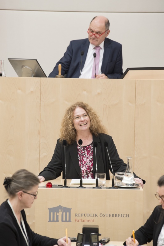 Am Rednerpult: Europaabgeordnete Monika Vana (G)