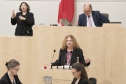 Am Rednerpult: Europaabgeordnete Monika Vana (G)