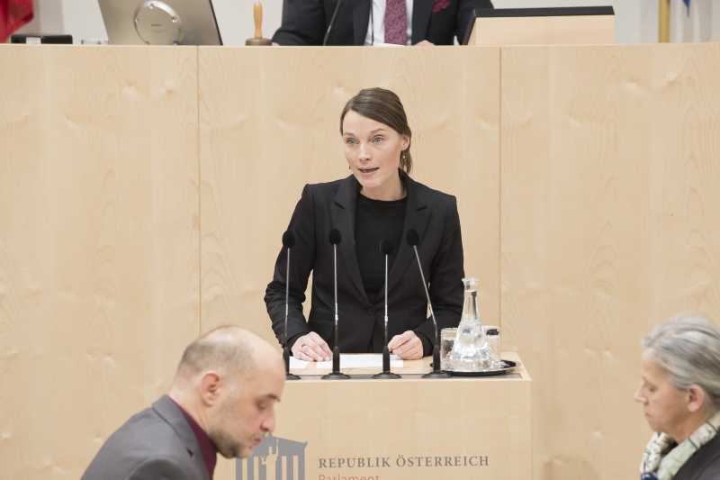 Am Rednerpult: Nationalratsabgeordnete Heike Grebien (G)