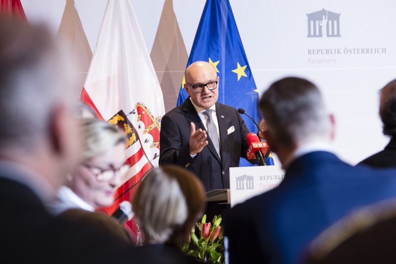 Begrüßung der Gäste durch Bundesratspräsident Robert Seeber (V)