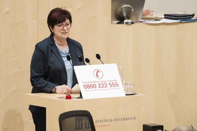 Am Rednerpult: Nationalratsabgeordnete Rosa Ecker (F)