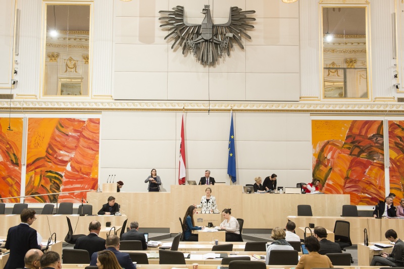 Am Rednerpult: Nationalratsabgeordnete Michaela Steinacker (V). Am Präsidium: Dritter Nationalratspräsident Norbert Hofer (F)