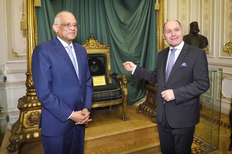 Treffen mit Parlamentspräsident Ali Abdel-Aal. Von rechts: Nationalratspräsident Wolfgang Sobotka (V), Ägyptische Parlamentspräsident Ali Abdel-Aal