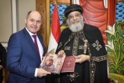 Treffen mit dem koptischem Papst Tawadros II. Von links: Nationalratspräsident Wolfgang Sobotka (V), koptische Papst Tawadros II.