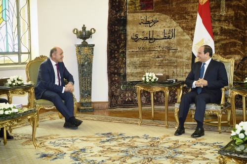 Treffen mit Präsident Abdelfattah Al-Sisi. Von links: Nationalratspräsident Wolfgang Sobotka (V), Ägyptische Präsident Abdelfattah Al-Sisi