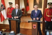 Treffen mit Parlamentspräsident Gramoz Ruçi. Von links: Nationalratspräsident Wolfgang Sobotka (V), Albanischer Parlamentspräsident Gramoz Ruçi