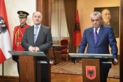 Treffen mit Parlamentspräsident Gramoz Ruçi. Von links: Nationalratspräsident Wolfgang Sobotka (V), Albanischer Parlamentspräsident Gramoz Ruçi