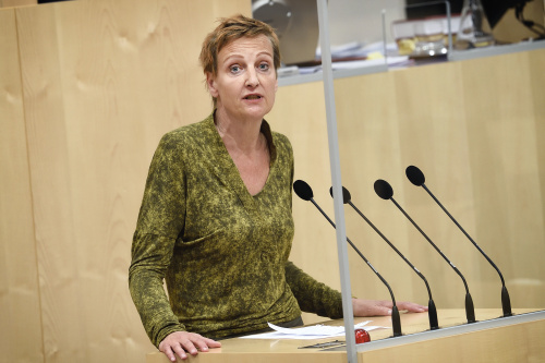 Nationalratsabgeordnete Sibylle Hamann (G) am Rednerpult