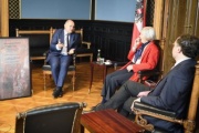 Von links: Nationalratspräsident Wolfgang Sobotka (V), Anneliese Figl, Außenminister Alexander Schallenberg