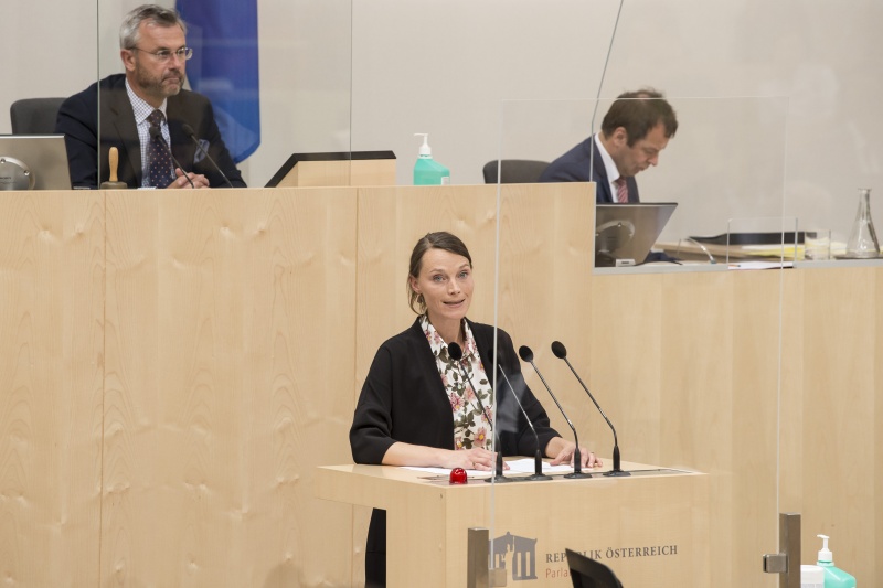 Am Rednerpult: Nationalratsabgeordnete Heike Grebien (G)