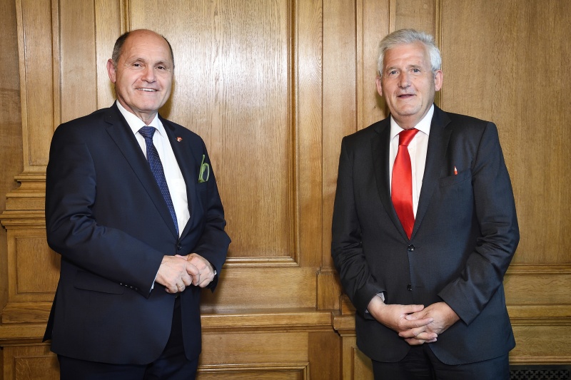 Treffen mit Ständeratspräsident Hans Stöckli. Von links: Wolfgang Sobotka (V), Ständeratspräsident Hans Stöckli